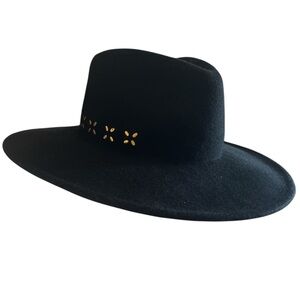 Universal Thread Black Bohemia Fedora with Gold Accents details
